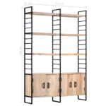 Bibliothèque à 4 niveaux 124x30x180 cm Bois de manguier massif – Image 8