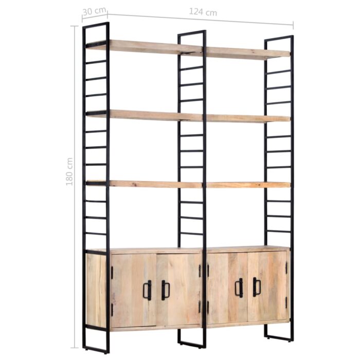 Bibliothèque à 4 niveaux 124x30x180 cm Bois de manguier massif – Image 8