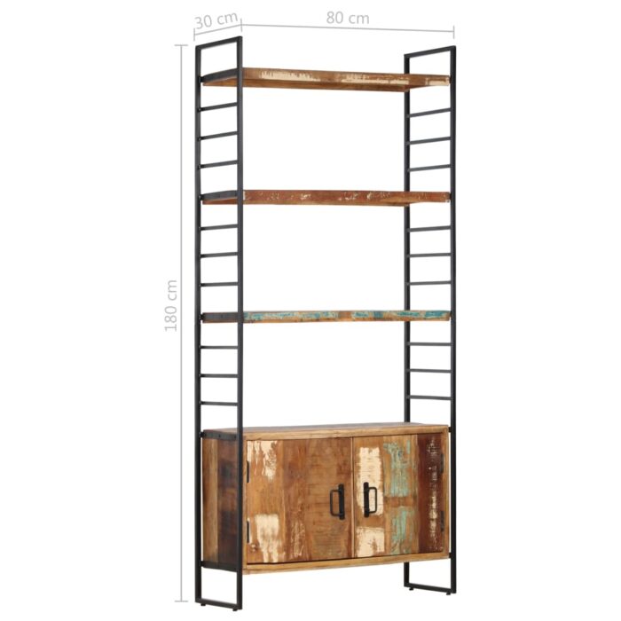 Bibliothèque 4 niveaux 80x30x180 cm Bois solide de récupération – Image 8