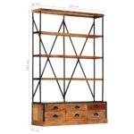 Bibliothèque à 4 étagères avec 6 tiroirs 122x36x181 cm Manguier – Image 7