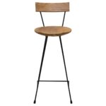 Tabourets de bar lot de 2 bois de teck massif – Image 2