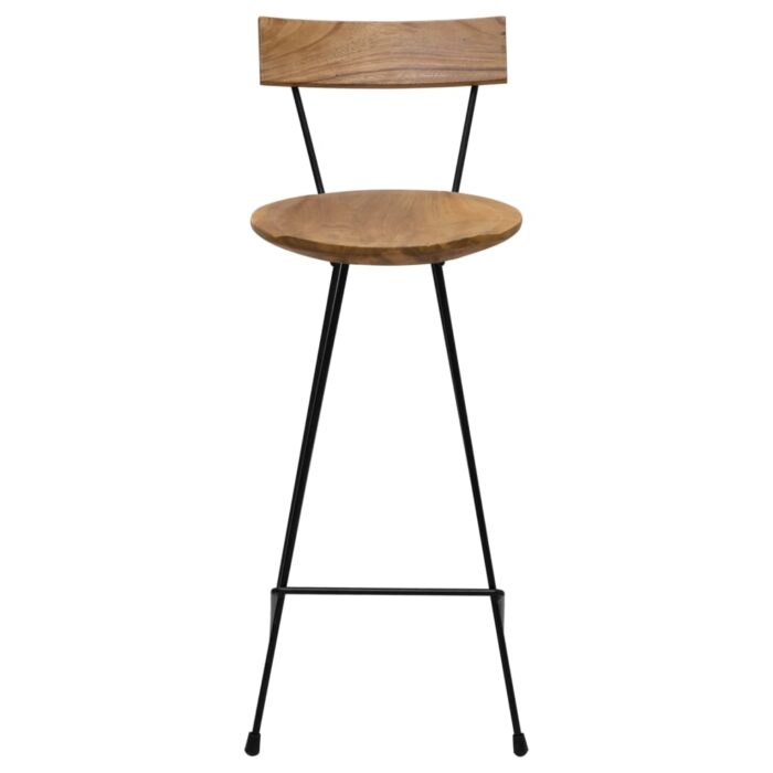 Tabourets de bar lot de 2 bois de teck massif – Image 2