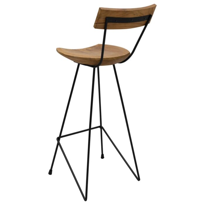 Tabourets de bar lot de 2 bois de teck massif – Image 4