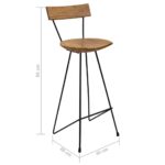 Tabourets de bar lot de 2 bois de teck massif – Image 6