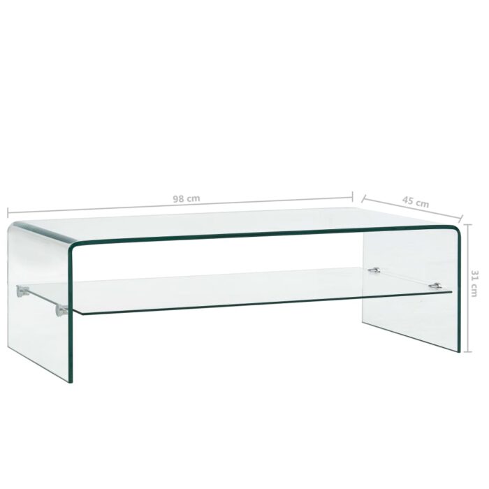 Table basse Clair 98x45x31 cm Verre trempé – Image 4