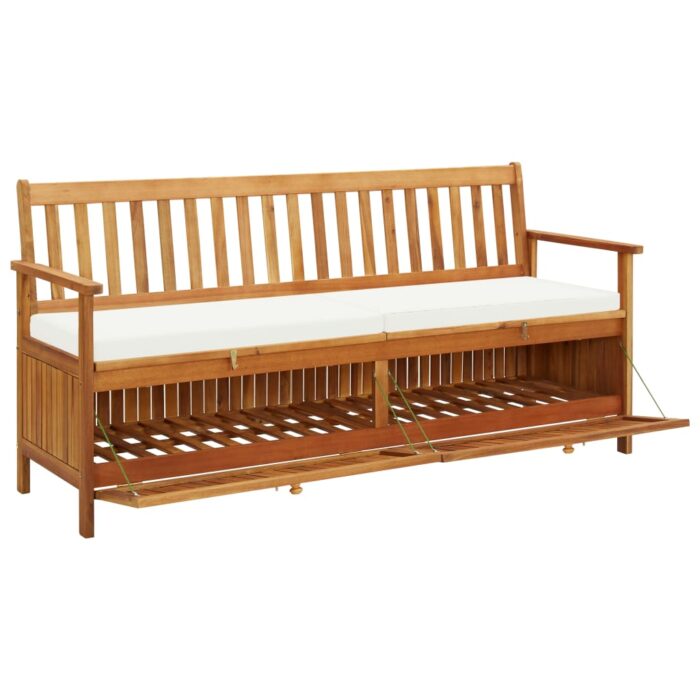 Banc de rangement avec coussin 170 cm Bois d'acacia solide – Image 2