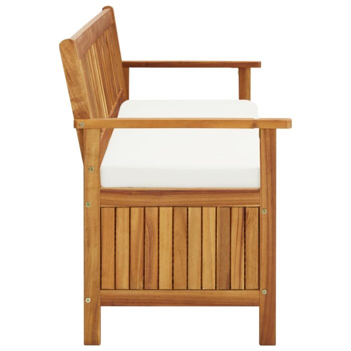 Banc de rangement avec coussin 170 cm Bois d'acacia solide – Image 3