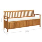 Banc de rangement avec coussin 170 cm Bois d'acacia solide – Image 8