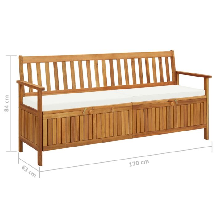 Banc de rangement avec coussin 170 cm Bois d'acacia solide – Image 8