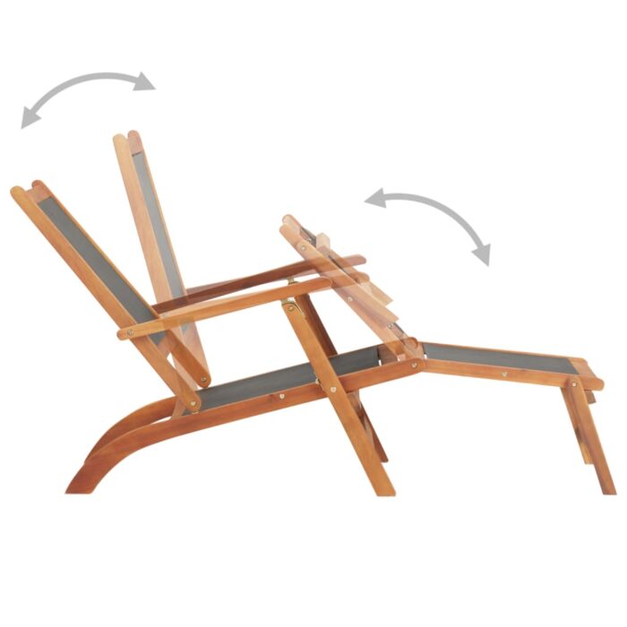 Chaise longue d'extérieur Bois d'acacia massif et textilene – Image 2