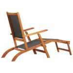 Chaise longue d'extérieur Bois d'acacia massif et textilene – Image 3
