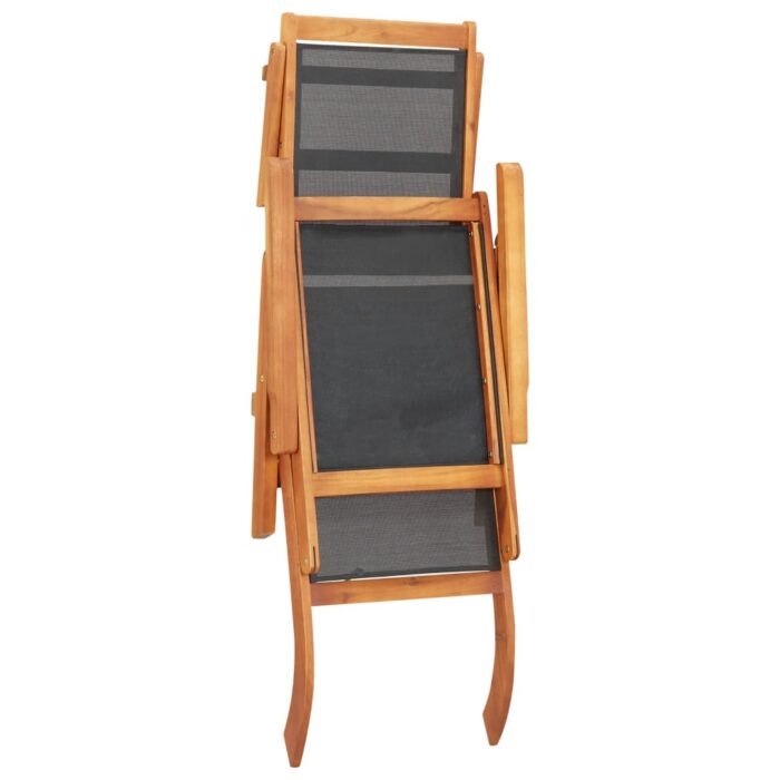 Chaise longue d'extérieur Bois d'acacia massif et textilene – Image 4
