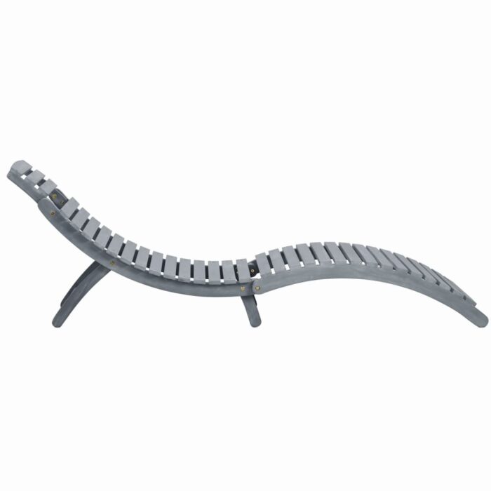 Chaise longue Délavage gris Bois d'acacia solide – Image 2