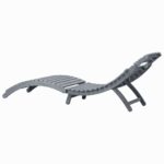 Chaise longue Délavage gris Bois d'acacia solide – Image 3