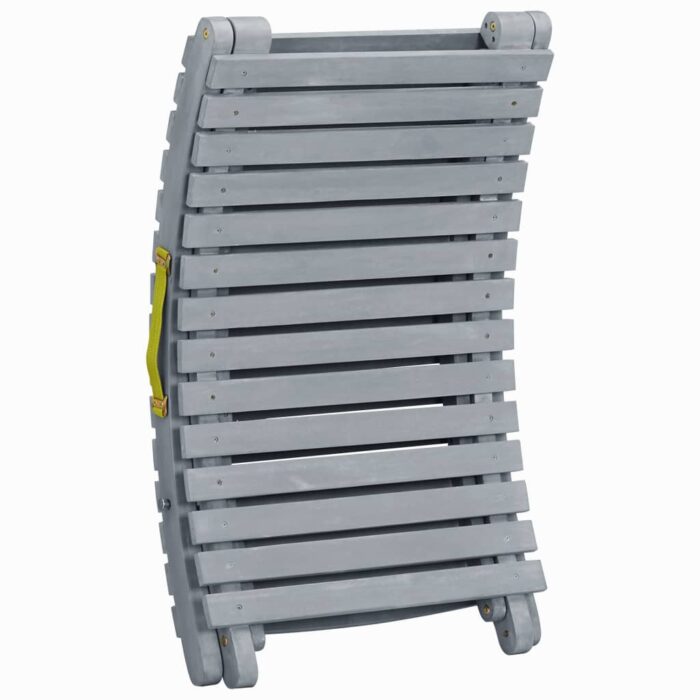 Chaise longue Délavage gris Bois d'acacia solide – Image 4