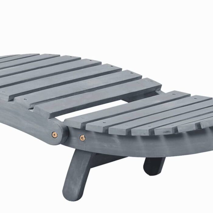 Chaise longue Délavage gris Bois d'acacia solide – Image 5