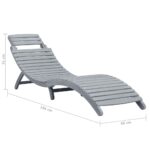 Chaise longue Délavage gris Bois d'acacia solide – Image 7