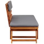 Chaise longue avec coussin 2-en-1 190 cm Bois solide d'acacia – Image 2