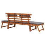 Chaise longue avec coussin 2-en-1 190 cm Bois solide d'acacia – Image 3