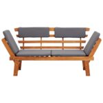Chaise longue avec coussin 2-en-1 190 cm Bois solide d'acacia – Image 4