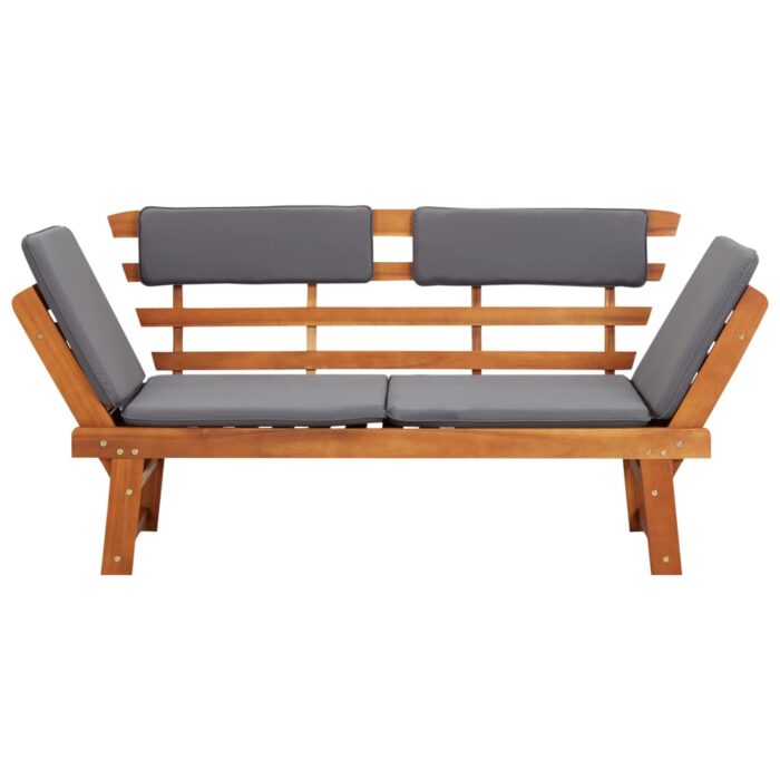 Chaise longue avec coussin 2-en-1 190 cm Bois solide d'acacia – Image 4