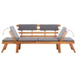 Chaise longue avec coussin 2-en-1 190 cm Bois solide d'acacia – Image 5