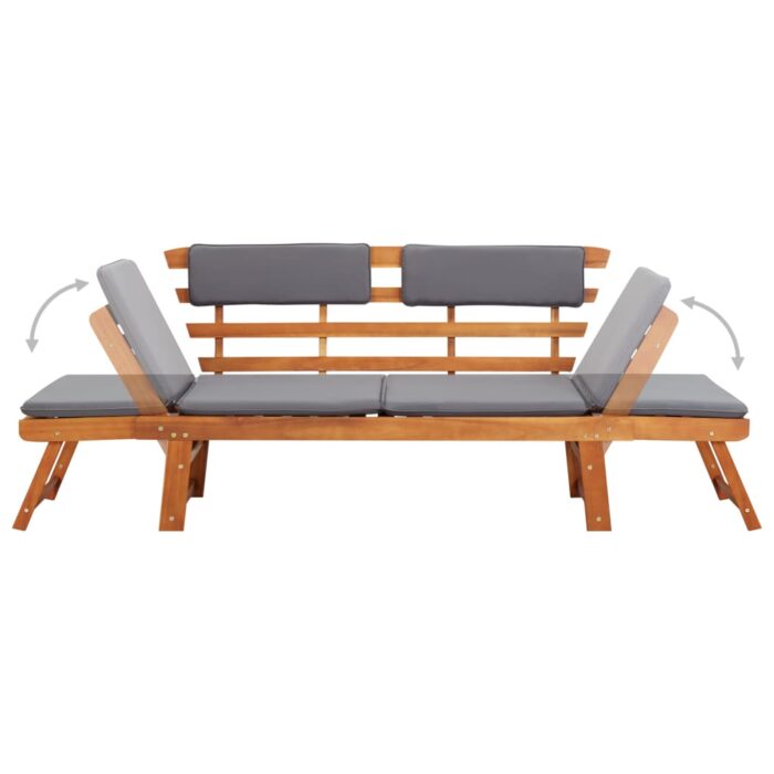 Chaise longue avec coussin 2-en-1 190 cm Bois solide d'acacia – Image 5