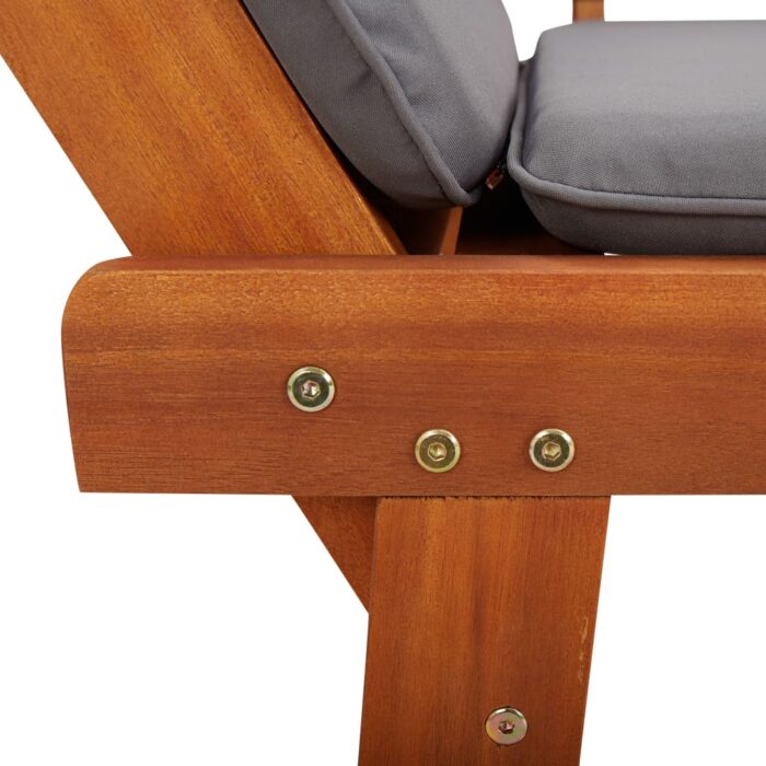 Chaise longue avec coussin 2-en-1 190 cm Bois solide d'acacia – Image 6