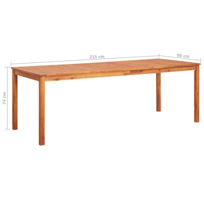 Table de jardin 215x90x74 cm Bois d'acacia massif – Image 5