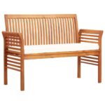 Banc de jardin 2 places avec coussin 120cm Bois d'acacia massif