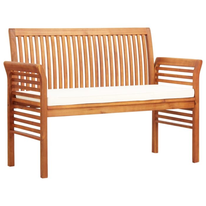 Banc de jardin 2 places avec coussin 120cm Bois d'acacia massif – Image 1