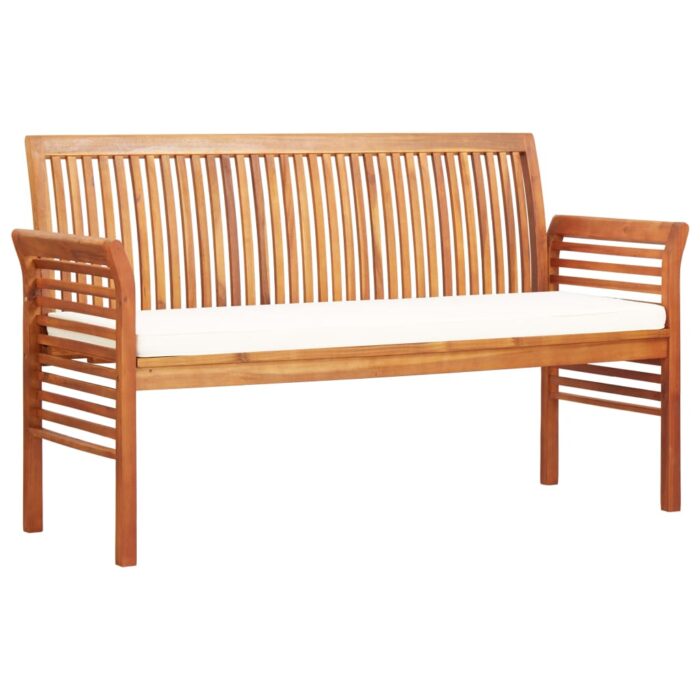 Banc de jardin 3 places avec coussin 150cm Bois d'acacia massif – Image 1