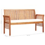 Banc de jardin 3 places avec coussin 150cm Bois d'acacia massif – Image 6