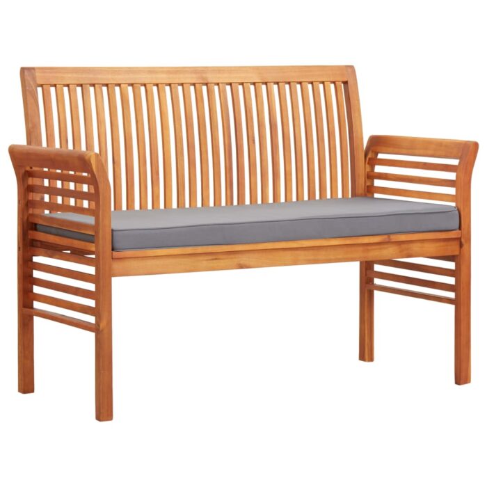 Banc de jardin 2 places avec coussin 120cm Bois d'acacia massif – Image 1