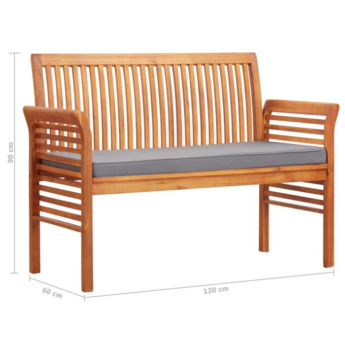 Banc de jardin 2 places avec coussin 120cm Bois d'acacia massif – Image 6