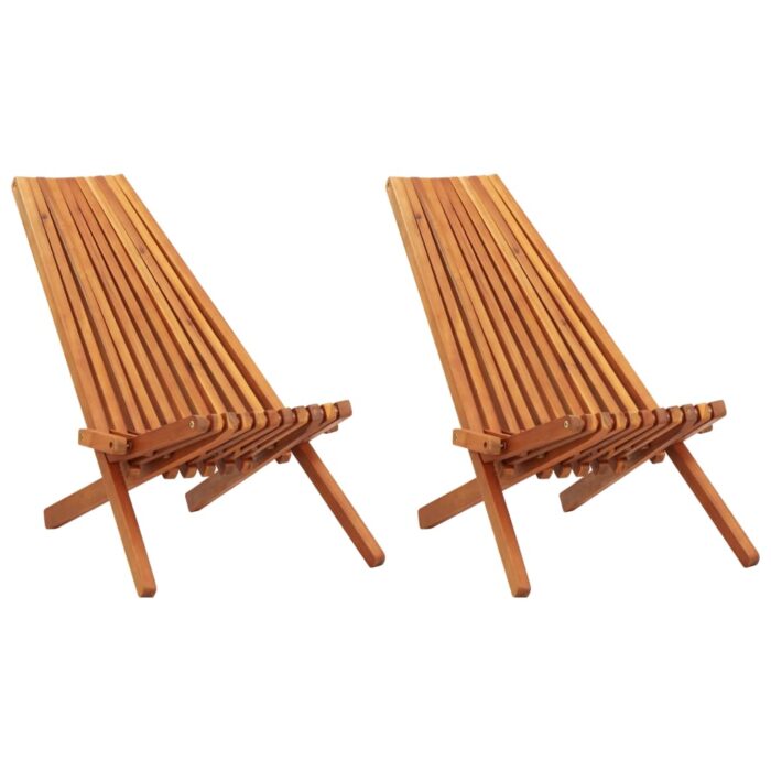 Chaises pliables d'extérieur lot de 2 Bois d'acacia solide – Image 1