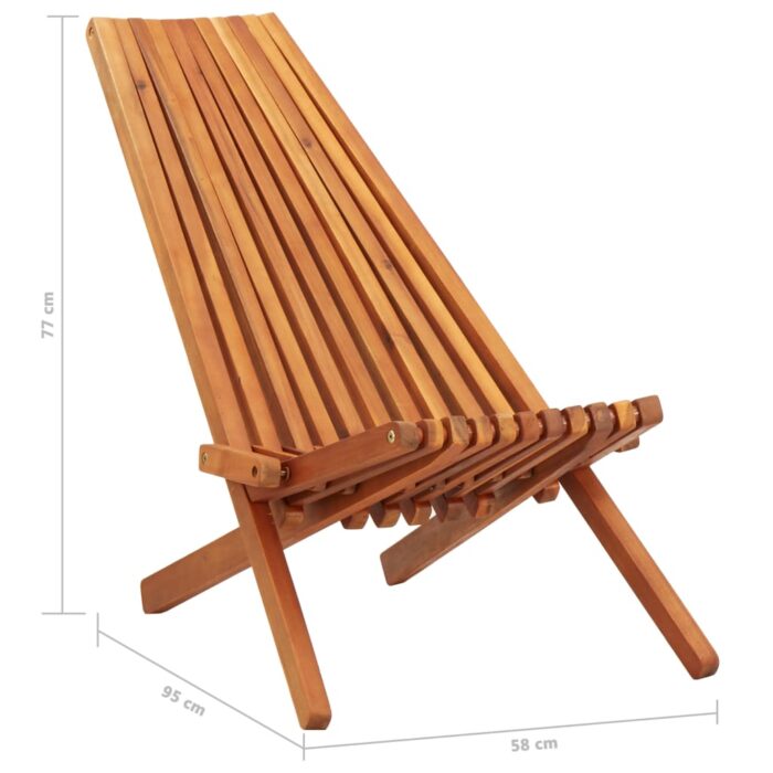 Chaises pliables d'extérieur lot de 2 Bois d'acacia solide – Image 8