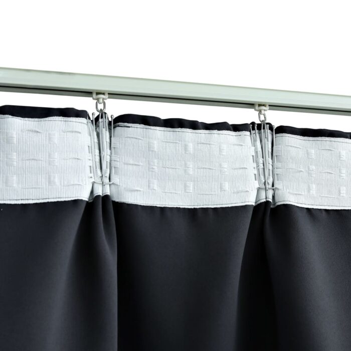 Rideaux occultants avec crochets 2 pcs Noir 140x245 cm – Image 2