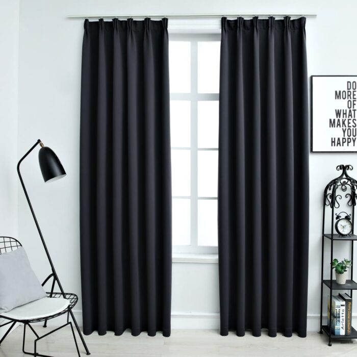 VXL8719883719917_m_en_hd_1.jpg Rideaux occultants avec crochets 2 pcs Noir 140x245 cm – Image 1