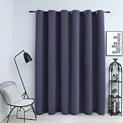 Rideau occultant et anneaux en métal Anthracite 290x245 cm