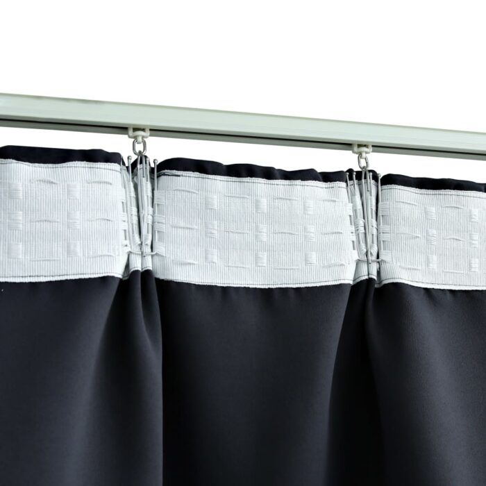 Rideaux occultants avec crochets 2 pcs Anthracite 140x225 cm – Image 2