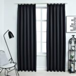 Rideaux occultants avec crochets 2 pcs Anthracite 140x225 cm