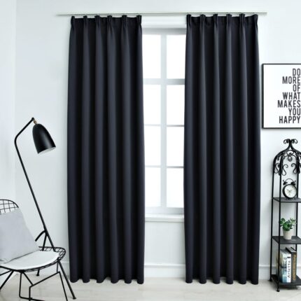 Rideaux occultants avec crochets 2 pcs Anthracite 140x245 cm