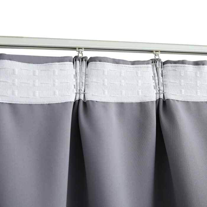 Rideaux occultants avec crochets 2 pcs Gris 140x225 cm – Image 2