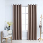 Rideaux occultants avec anneaux en métal 2 pcs Taupe 140x245 cm