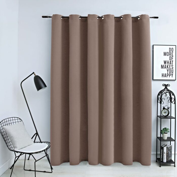 Rideau occultant avec anneaux en métal Taupe 290x245 cm – Image 1