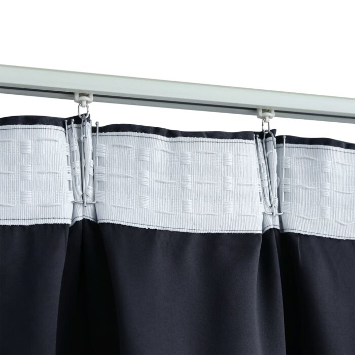 Rideaux occultants avec crochets 2 pcs Anthracite 140x245 cm – Image 2