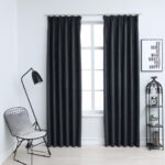 Rideaux occultants avec crochets 2 pcs Anthracite 140x245 cm