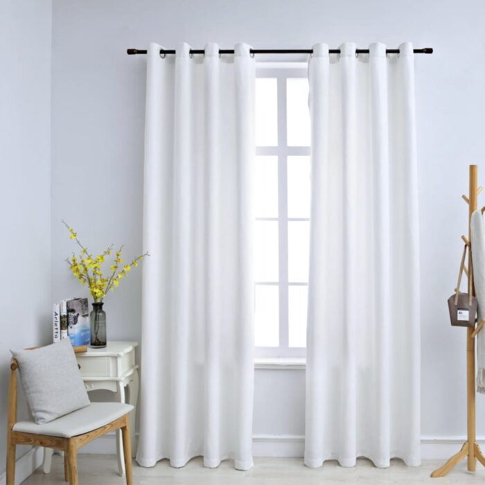 Rideau occultant et anneaux en métal 2pcs Blanc cassé 140x175cm – Image 1