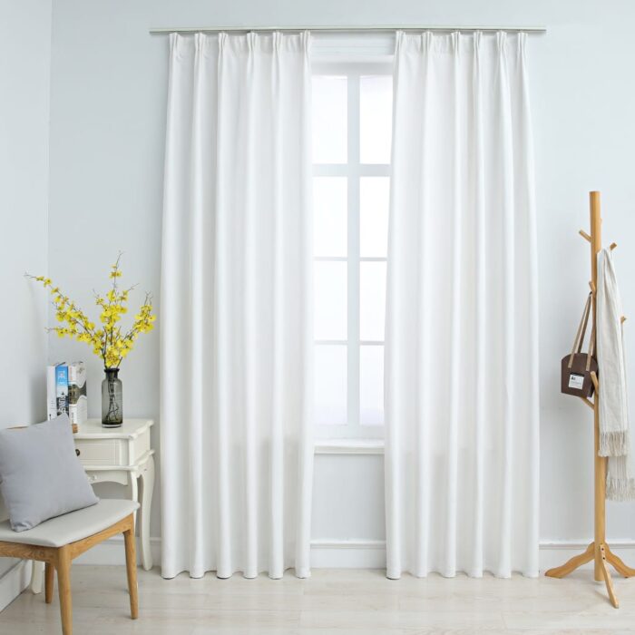 Rideaux occultants avec crochets 2 pcs Blanc cassé 140x225 cm – Image 1